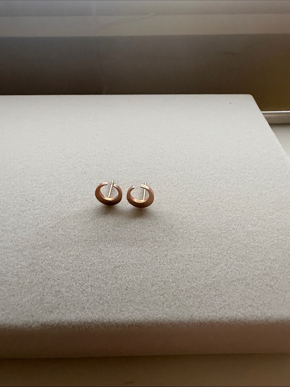 Rose Gold Crescent Hoop Stud Earrings